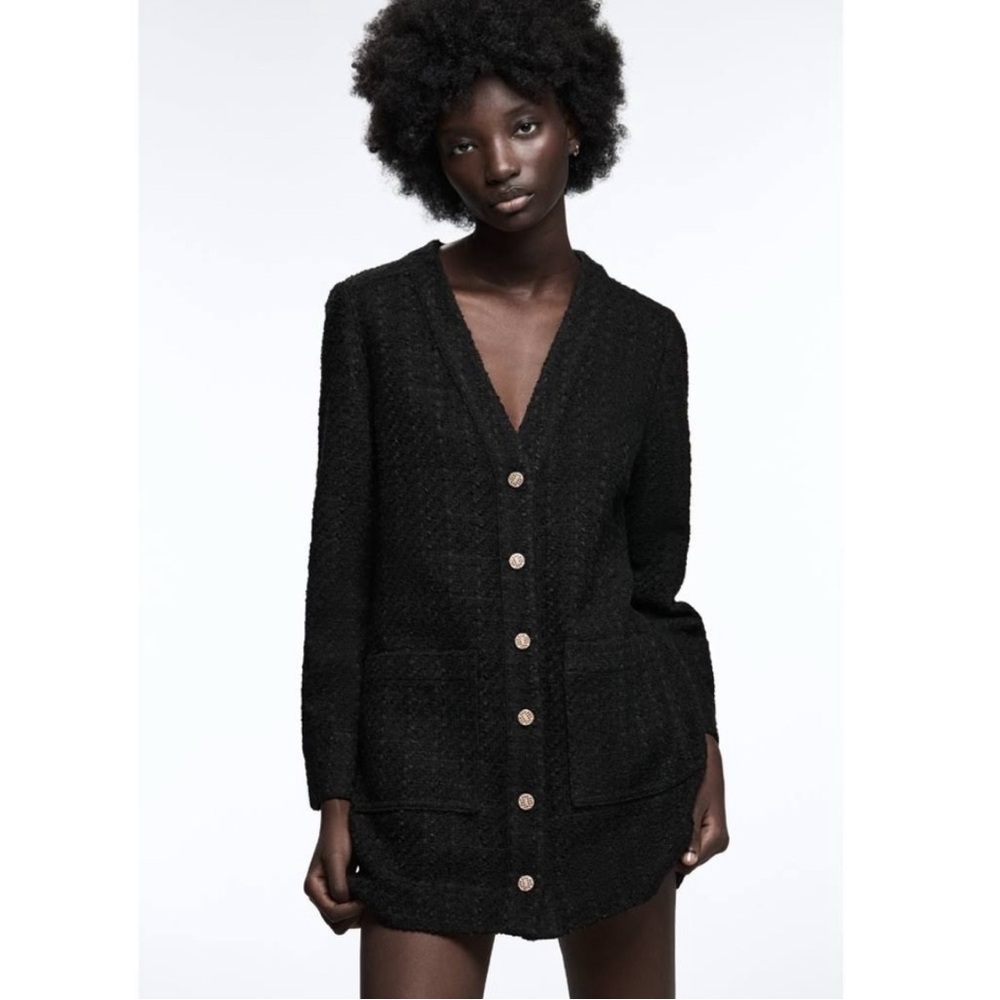 Zara Black Cardigan with Gold Buttons